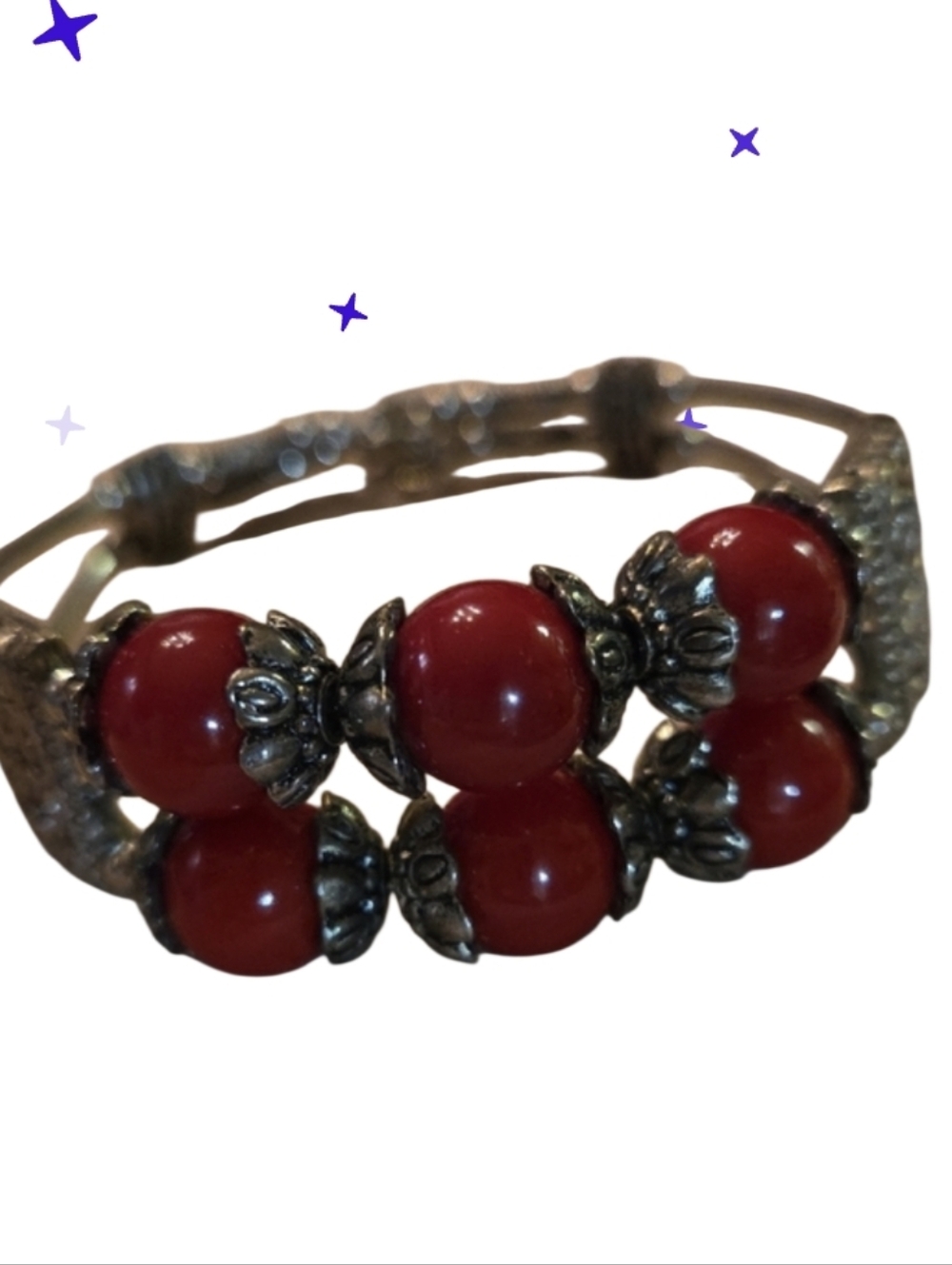 New red beaded Cuff style Fashion bracelet